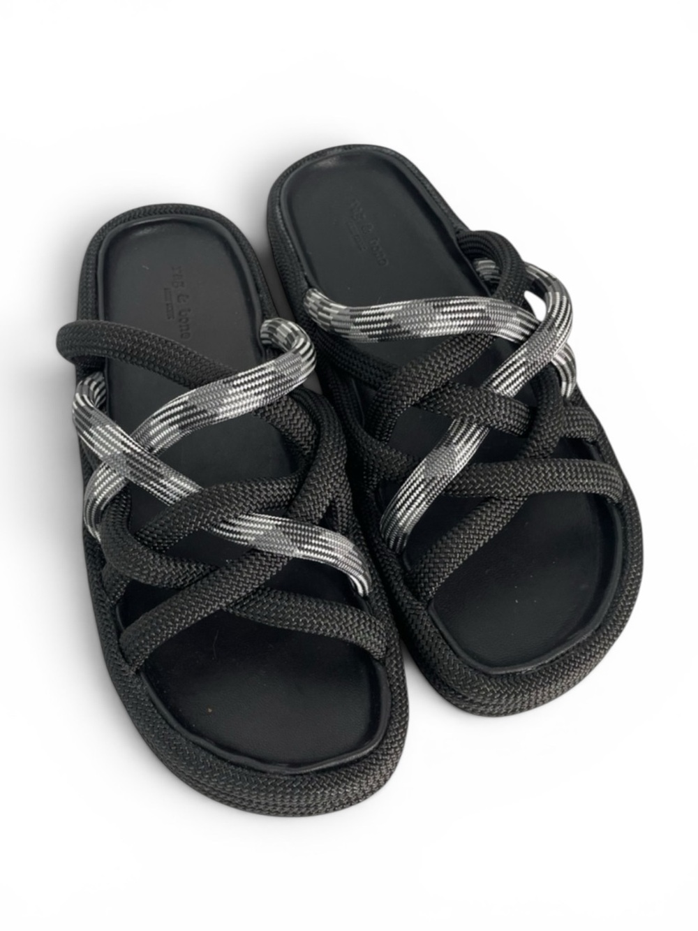 Rag & Bone Kris Platform Slide Sandals Black Rope Crisscross Women’s 39 NWT